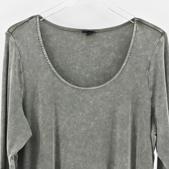 TORRID Top Womens Size 3X Rib Scoop Neck Crochet Long Sleeve in Deep Depths Boho - Picture 2 of 12